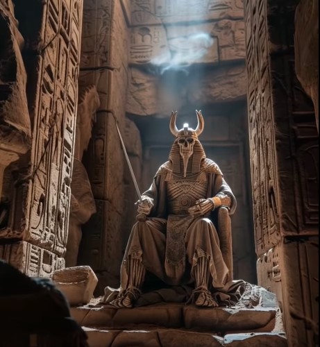 AC. Skeleton With Horned Helmet Found Sitting on Ancient Throne