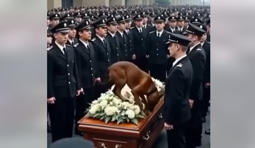 AN. Military dog wouldn’t get off soldier’s casket